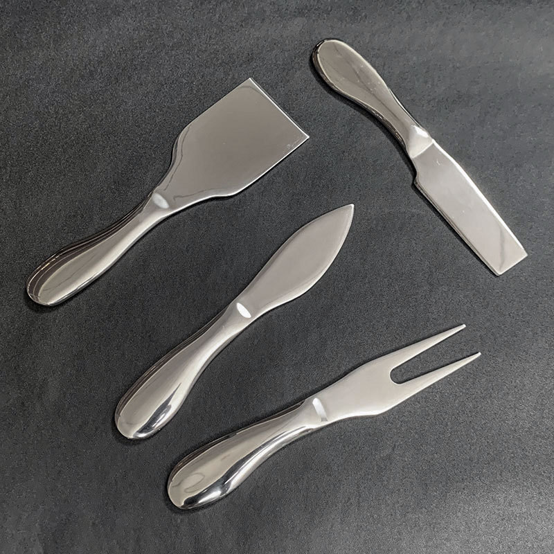 Cross-border stainless steel cheese knife and cheese knife gift box set, household butter knife, fork, sharp knife, spatula 4-piece set Specification drawing