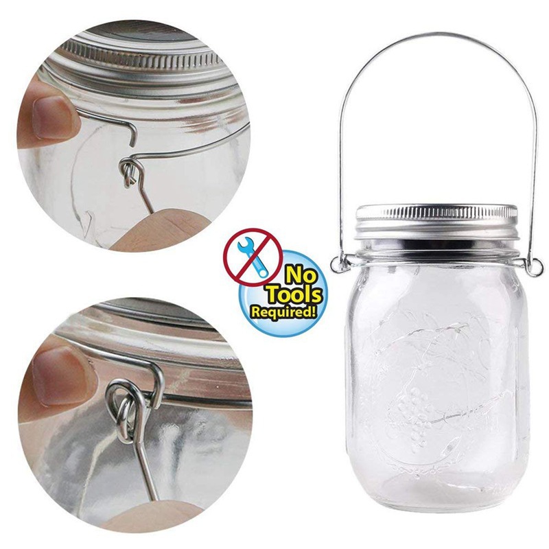 Solar glass jar, 30 lamp beads, light source Mason bottle accessories, LED copper wire, American garden firefly hanging lamp Specification drawing
