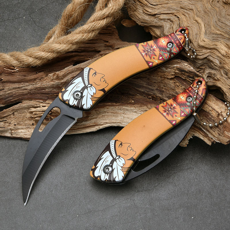 The folding knife from Yangjiang is portable and easy to carry around. It's a fruit knife for outdoor camping and can be used to hang keychains and open packages undefined