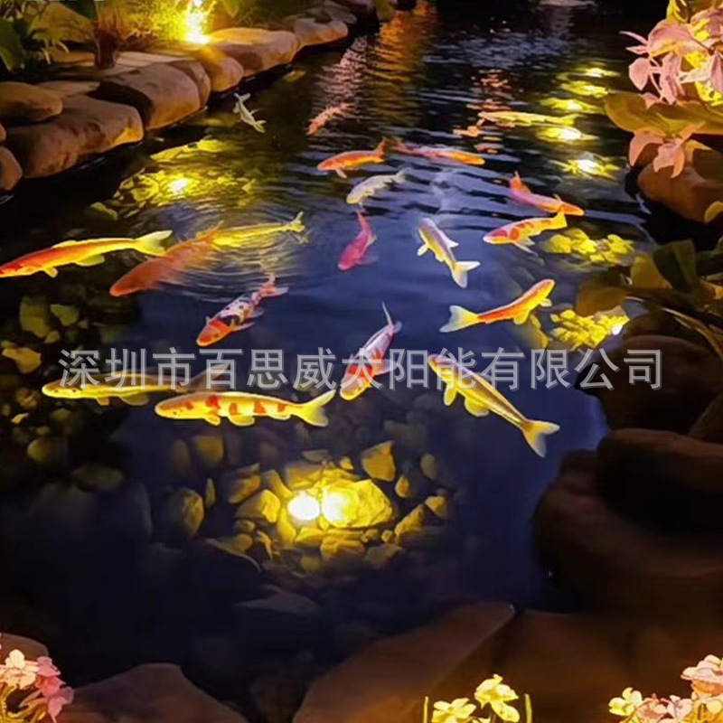 Solar-powered IP68 underwater lights, diving spotlights, garden lights, garden decorative lighting, and colorful atmosphere swimming pool lights Application Scenario