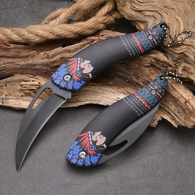 The folding knife from Yangjiang is portable and easy to carry around. It's a fruit knife for outdoor camping and can be used to hang keychains and open packages undefined