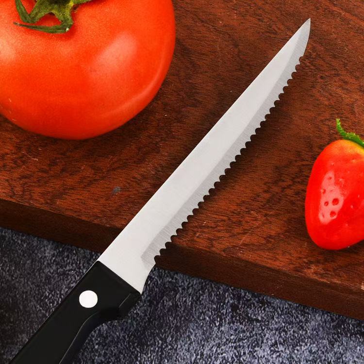 Stainless steel serrated steak knife, household bread pulp sharp cutting knife, Nordic-style Western restaurant special steak knife details Picture