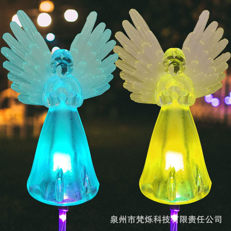 Solar led ground socket lights, fiber optic angel solar lights, lawn lights, lighting fixtures, outdoor landscape lights, cross-border Application Scenario