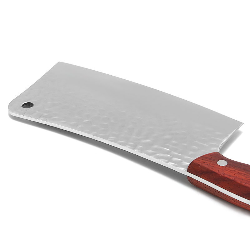 Stainless steel hammer-textured forging and chopping dual-purpose kitchen knife set, wooden-handled kitchen and chef multi-purpose knife in stock for wholesale Specification drawing