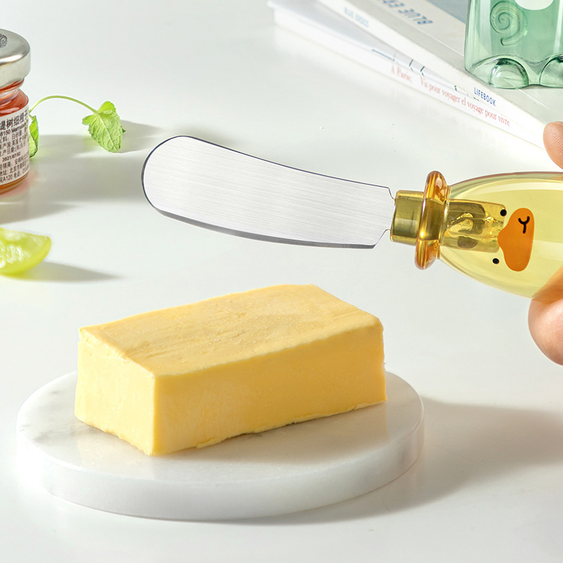 Cute stainless steel butter knife, butter knife, cheese dessert spreading knife, jam spreading knife, mini standing spatula Specification drawing