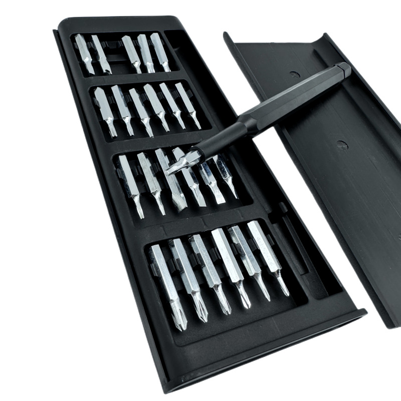 24-in-1 screwdriver with aluminum alloy handle, 25-in-1 screwdriver with cross and straight shaped set tools, magnetic attraction Application Scenario