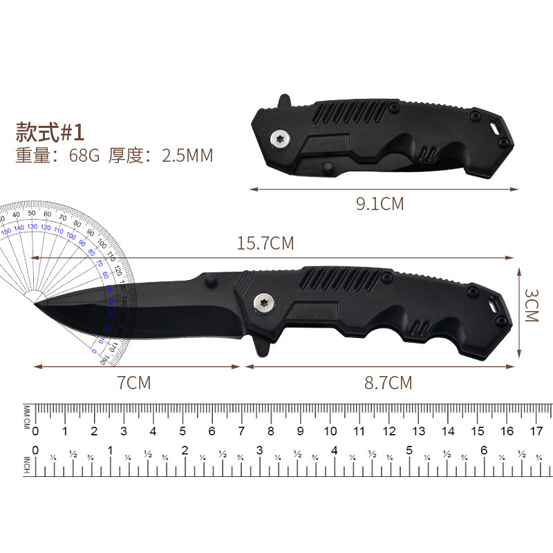 Factory wholesale outdoor folding knives, stainless steel folding knives, high-hardness portable knives, camping survival multi-purpose knives Specification drawing