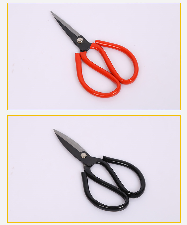 Factory direct supply of fish head scissors, large head scissors, household black leather scissors, No. 1 scissors, leather scissors Application Scenario
