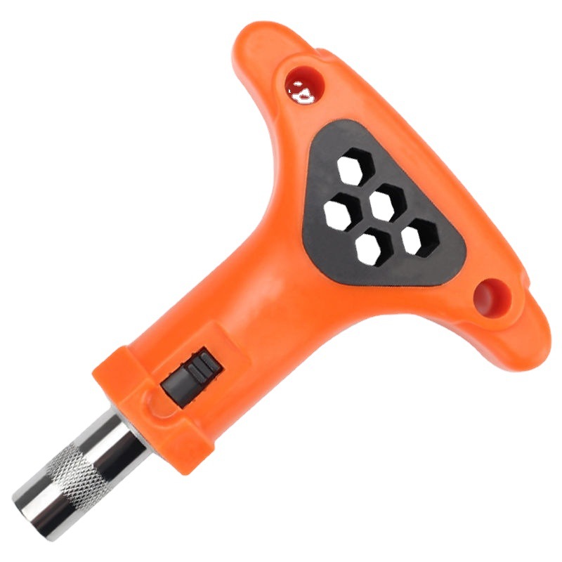 T-handle ratchet screwdriver with both handle and socket, 6.35MM interface, quick forward and reverse rotation household tool Item Picture