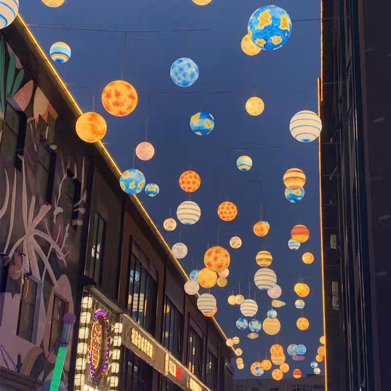 LED planet lights, popular chandeliers, starry sky decorative lights, landscape waterproof spherical creative lights, outdoor planet and moon lights Application Scenario