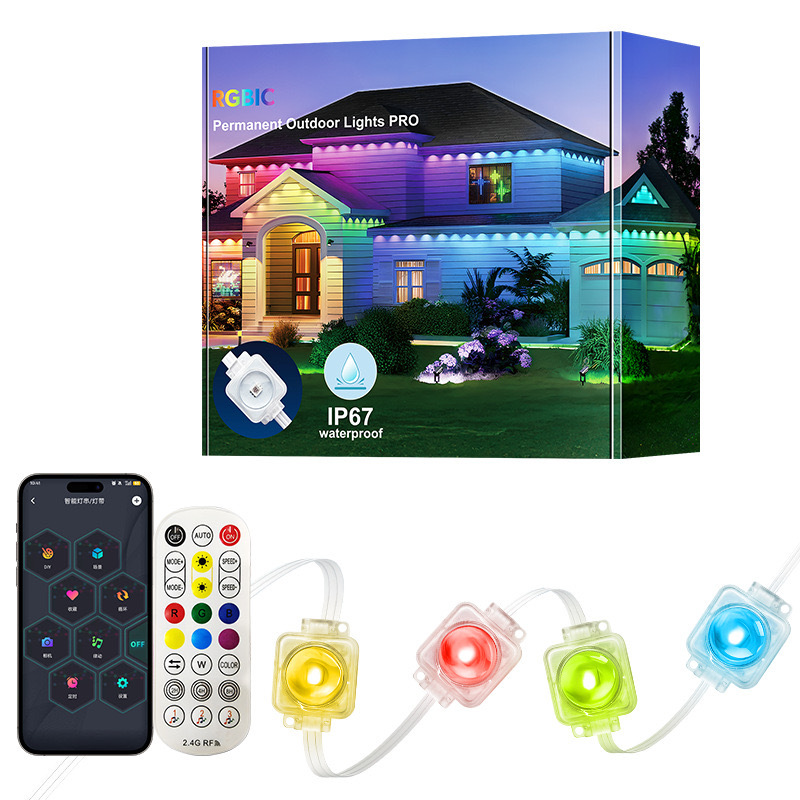 DIY cross-border new outdoor eave light LED smart waterproof RGB color-changing APP controlled outdoor lighting strip Item Picture