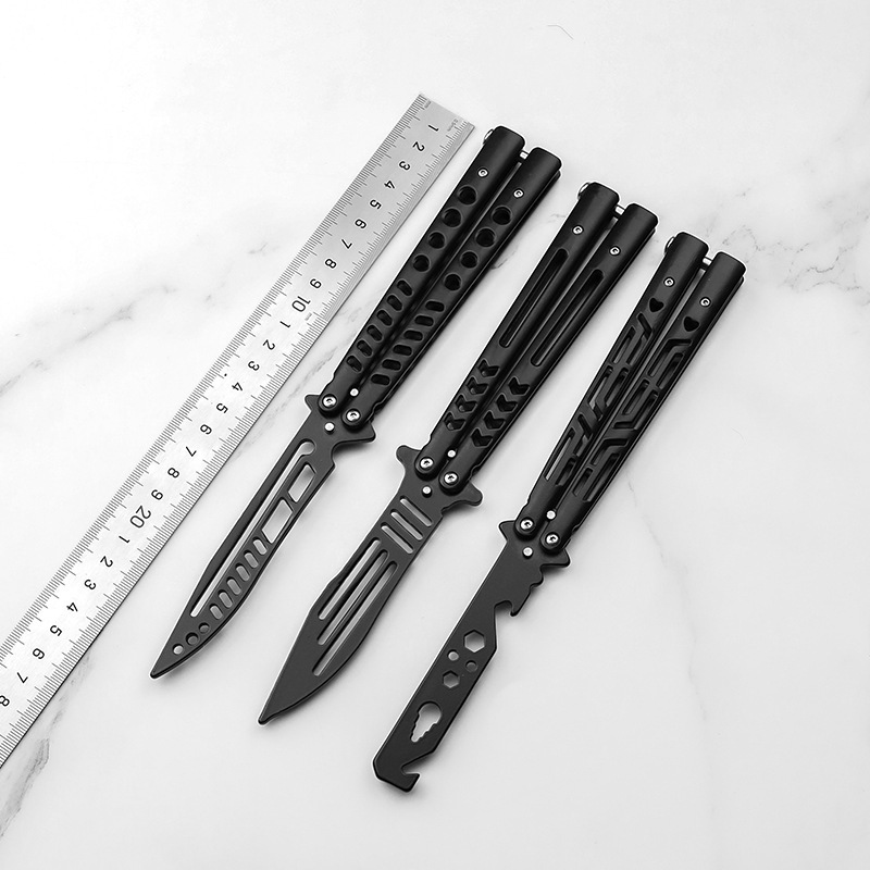 Factory direct sale of uncut butterfly knives, practice swinging knives, colored titanium training knives, hand practice tools, play cool swinging knives Application Scenario