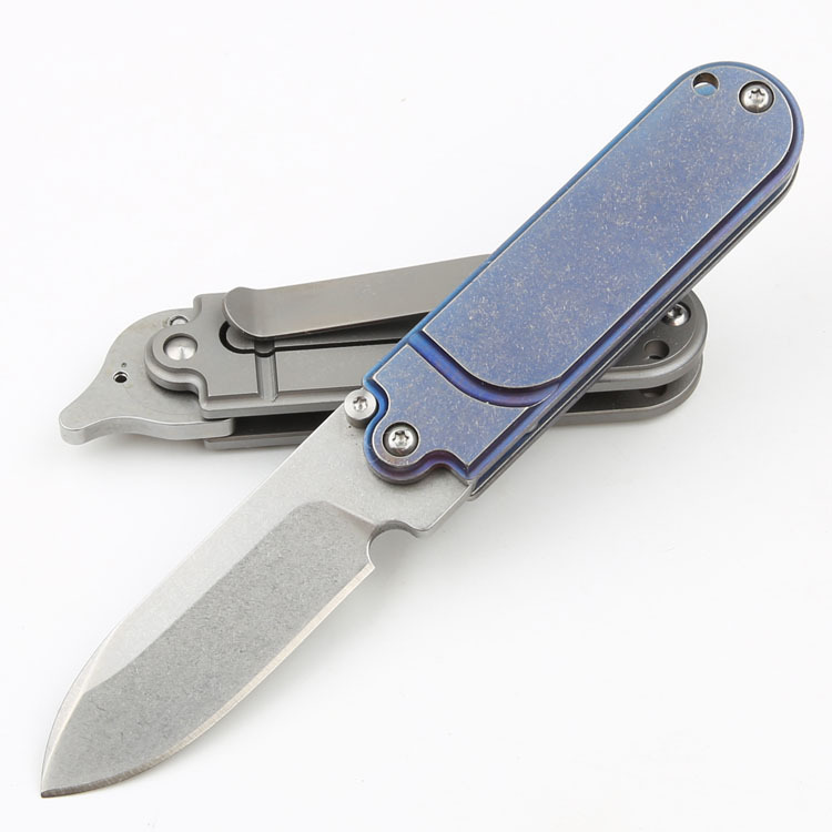 Titanium alloy mini outdoor folding knife, pea high-hardness stone wash s35vn, sharp portable EDC knife for wilderness survival Item Picture