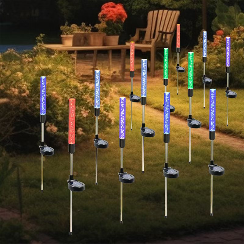 Outdoor solar LED luminous reed lamps, ground insertion lawn decorative lights, seven-color acrylic bubble stick landscape lights Specification drawing