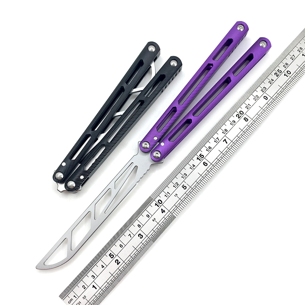 SF Suifeng Tsunami Integrated 7075 Aluminum Practice knife, Butterfly knife, unedged fancy training knife, portable tactics full figure