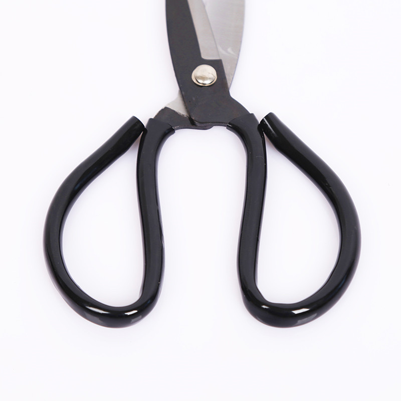 Factory direct supply of fish head scissors, large head scissors, household black leather scissors, No. 1 scissors, leather scissors Specification drawing