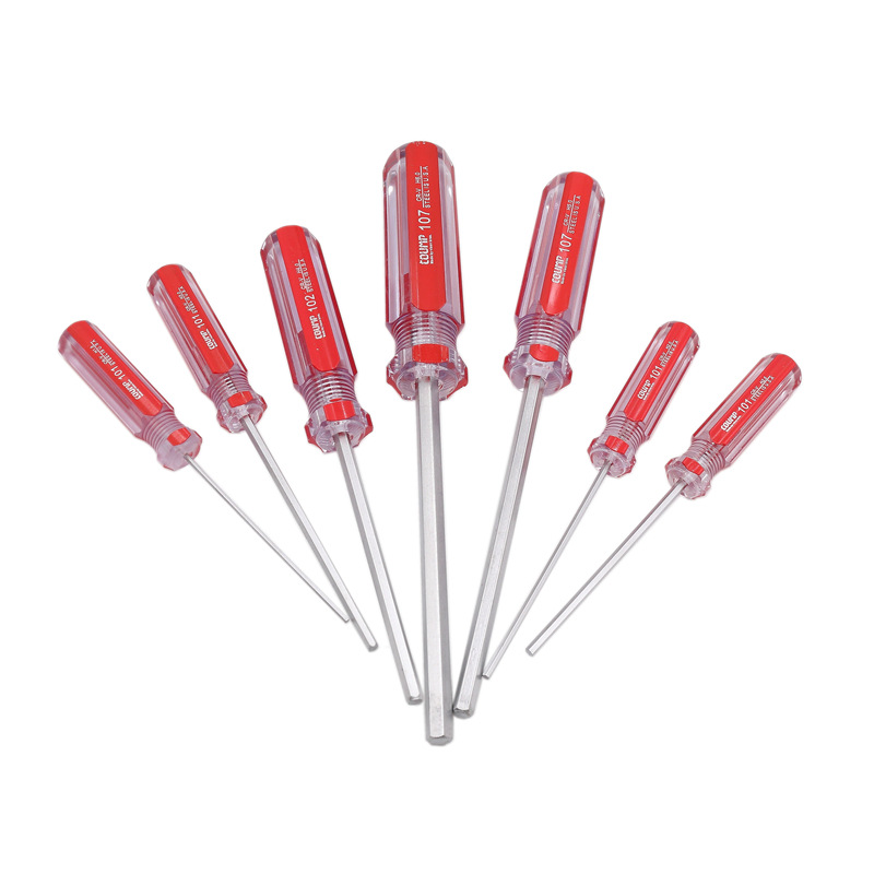 Chrome vanadium steel flat head hex socket screwdriver, manual hex socket wrench, hex key 1.5-6, external hex socket screwdriver details Picture