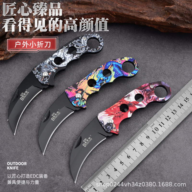 Factory direct sales supply of high-hardness outdoor folding knives, fruit knives, portable knives, camping survival knives and self-defense claw knives full figure