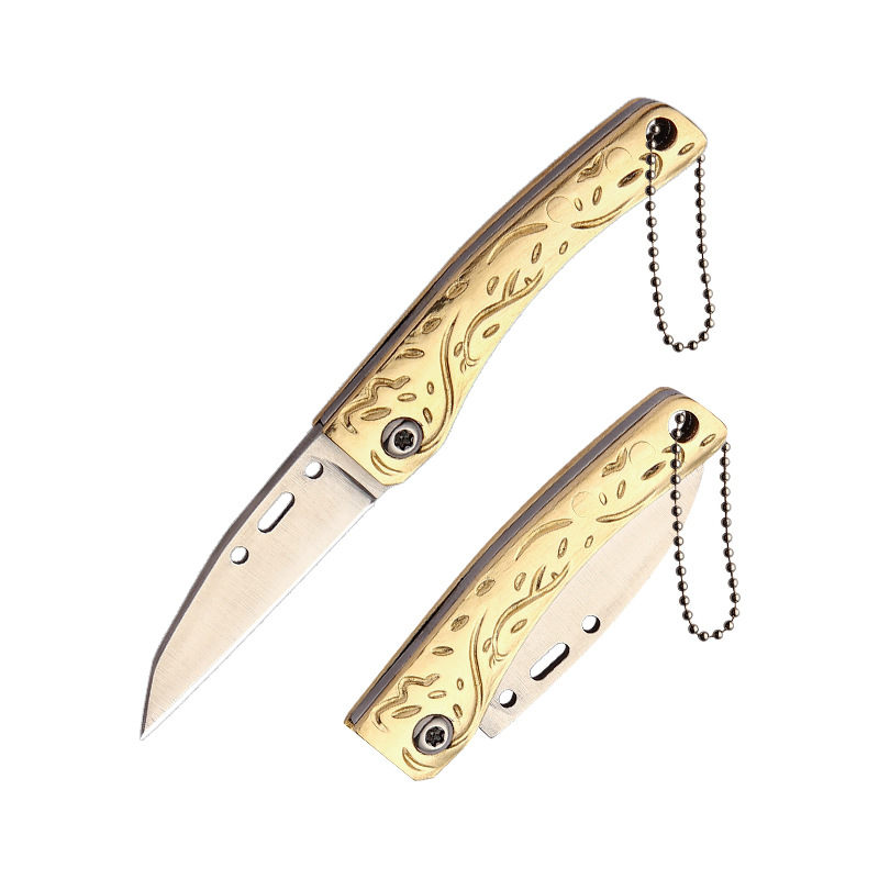 Manufacturer's mini folding knife, legal self-defense, exquisite brass knife, keychain, unpacking for express delivery, small knife for opening boxes Item Picture