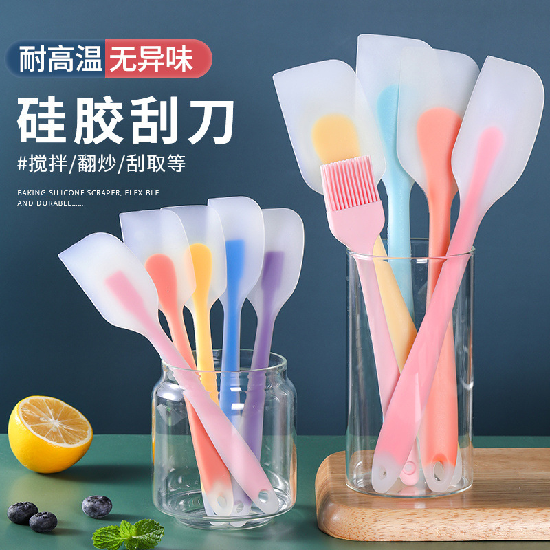 Silicone spatula, one-piece cream spatula, nougat cake scraper, baking tool, high-temperature resistant spatula details Picture
