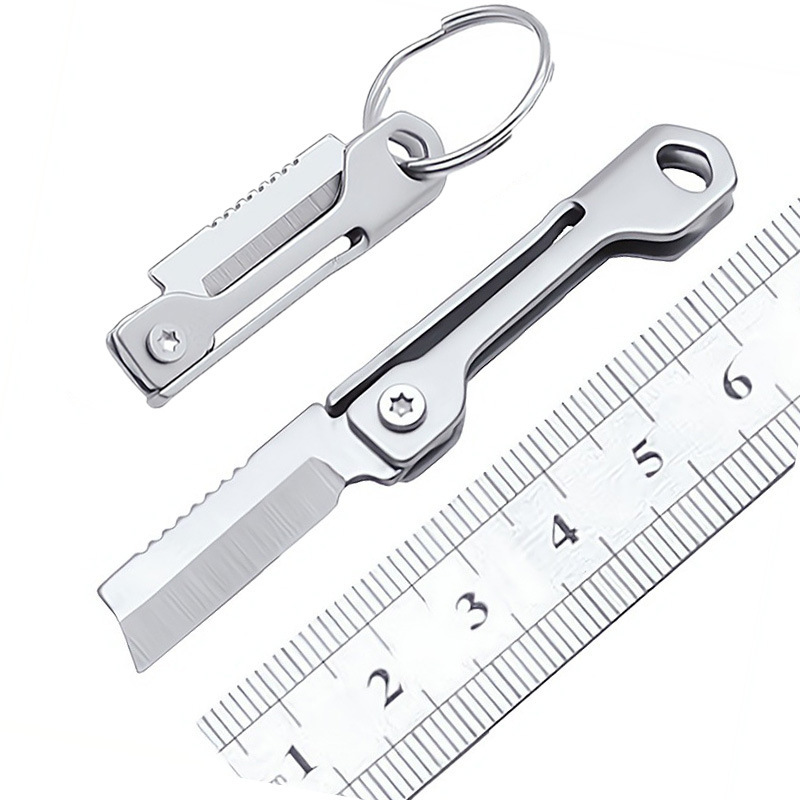 Outdoor knife, mini stainless steel square head folding knife, sharp box opening knife, multi-functional small knife, portable pocket knife, pocket knife full figure