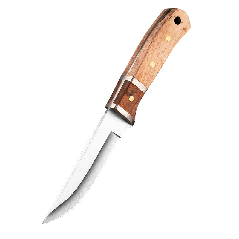 Mongolian knife, copper-headed hand-handled meat knife, household fruit knife, wooden-handled table knife, outdoor portable meat knife wholesale Item Picture