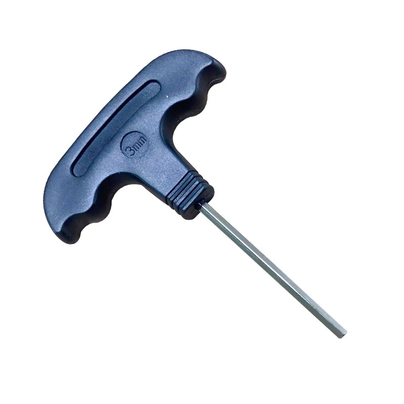 Wholesale of T-shaped plastic handle hexagon wrenches, L-shaped Allen wrenches, screwdrivers, 3MM nickel-plated household hardware Specification drawing