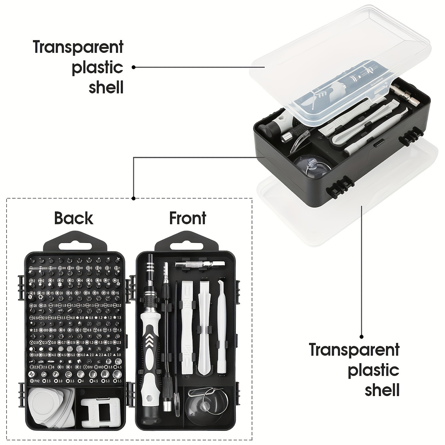 115-in-1 screwdriver tool set, mobile phone repair and disassembly tools, home multi-functional manual screwdriver set Specification drawing