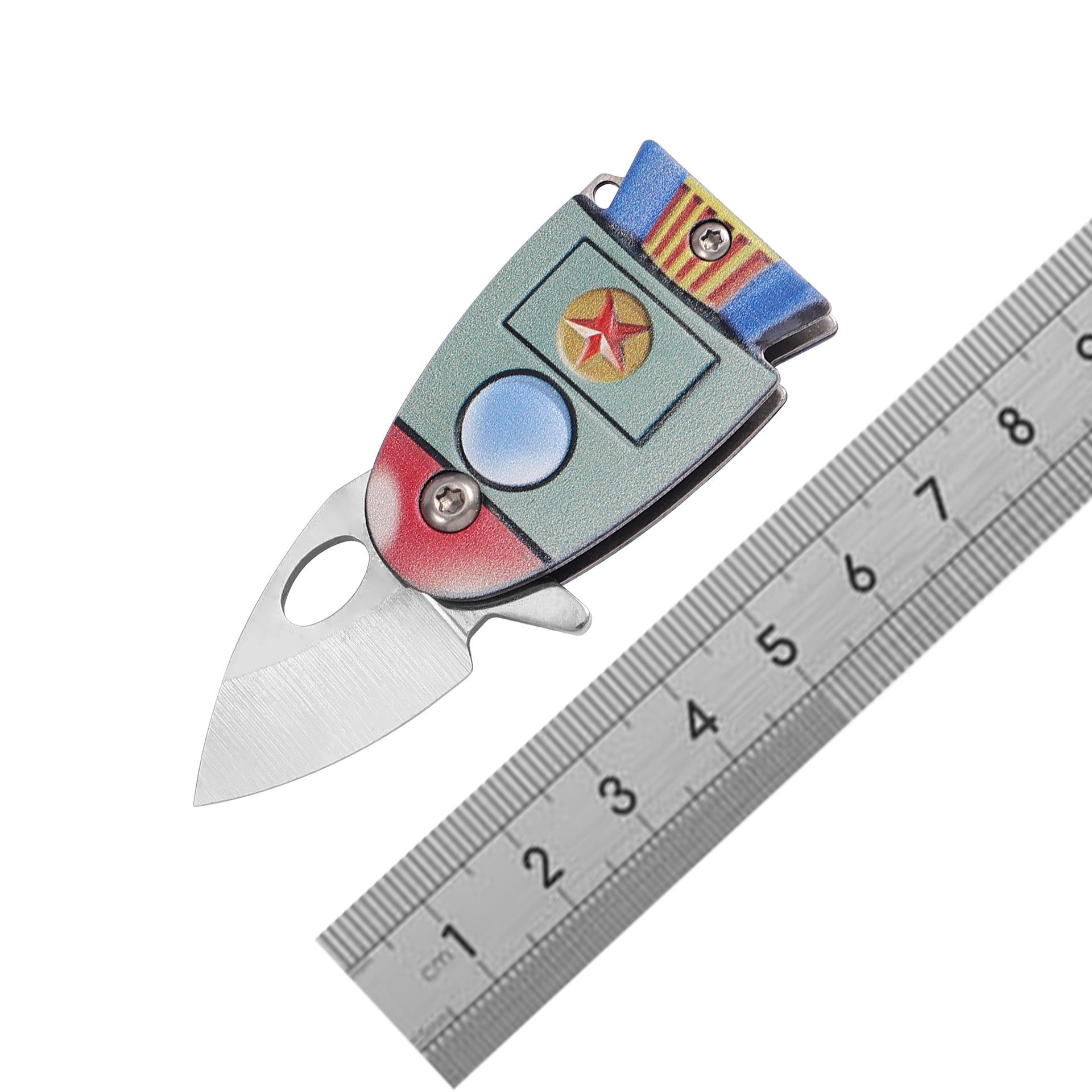 Mini outdoor portable folding knife, small fish-shaped EDC folding knife, key knife, camping mini fruit peeler full figure