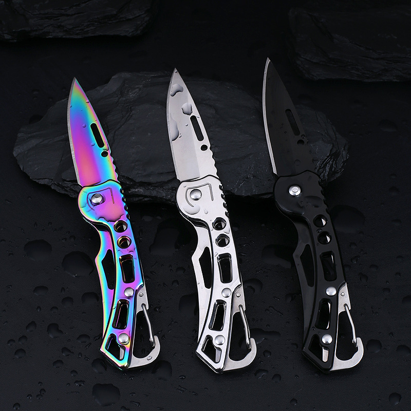 Cross-border e-commerce bestseller: Colorful folding knife, stainless steel portable keychain pendant, multi-functional knife full figure