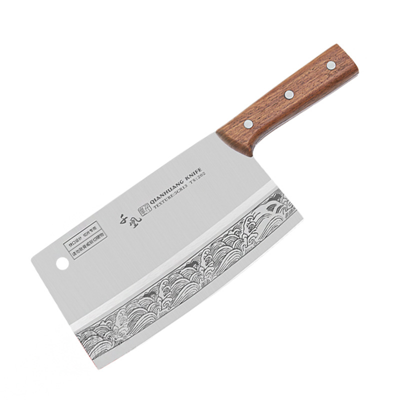 Longshui Qianhuang forged stainless steel kitchen knives, household slicing knives, restaurant chef knives, market meat cutting knives, kitchen knives Item Picture