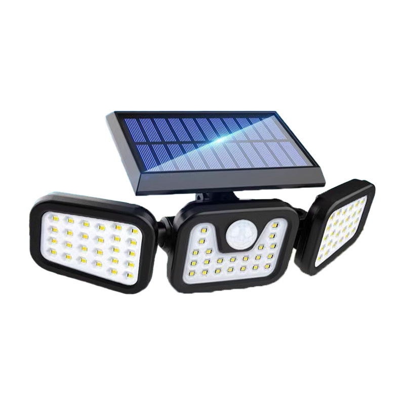 Solar lighting lamps, three-sided light-emitting multi-head sensor lamps, wireless street lamps, high-power rural courtyard lamps factory supply Item Picture