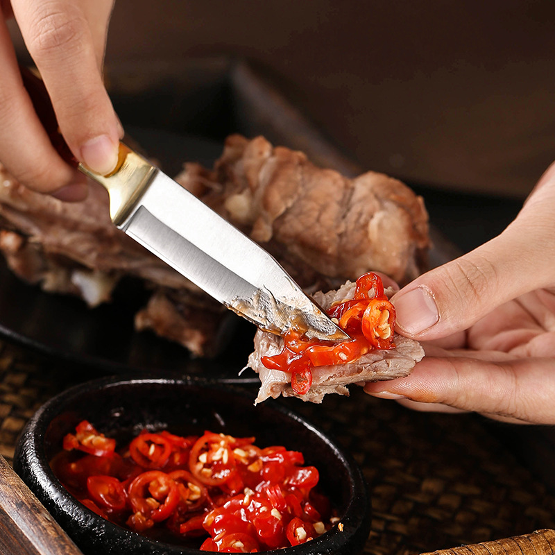 Factory direct sales of Mongolian knives, kitchen fruit knives, hand-held meat knives for beef and sheep, outdoor camping barbecue knives Specification drawing