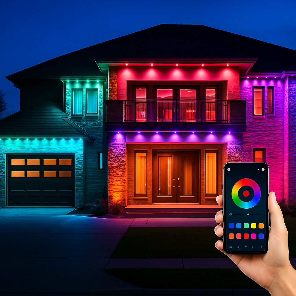 DIY cross-border new outdoor eave light LED smart waterproof RGB color-changing APP controlled outdoor lighting strip full figure