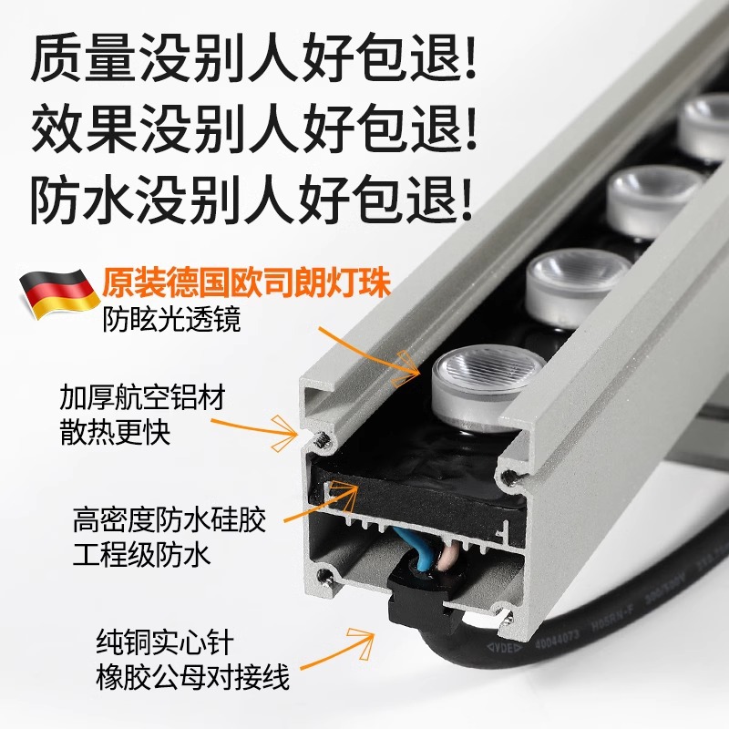 Waterproof wall-washing light, led lighting for outdoor 24v villa strip spotlights, special line contour lights for river and exterior walls details Picture
