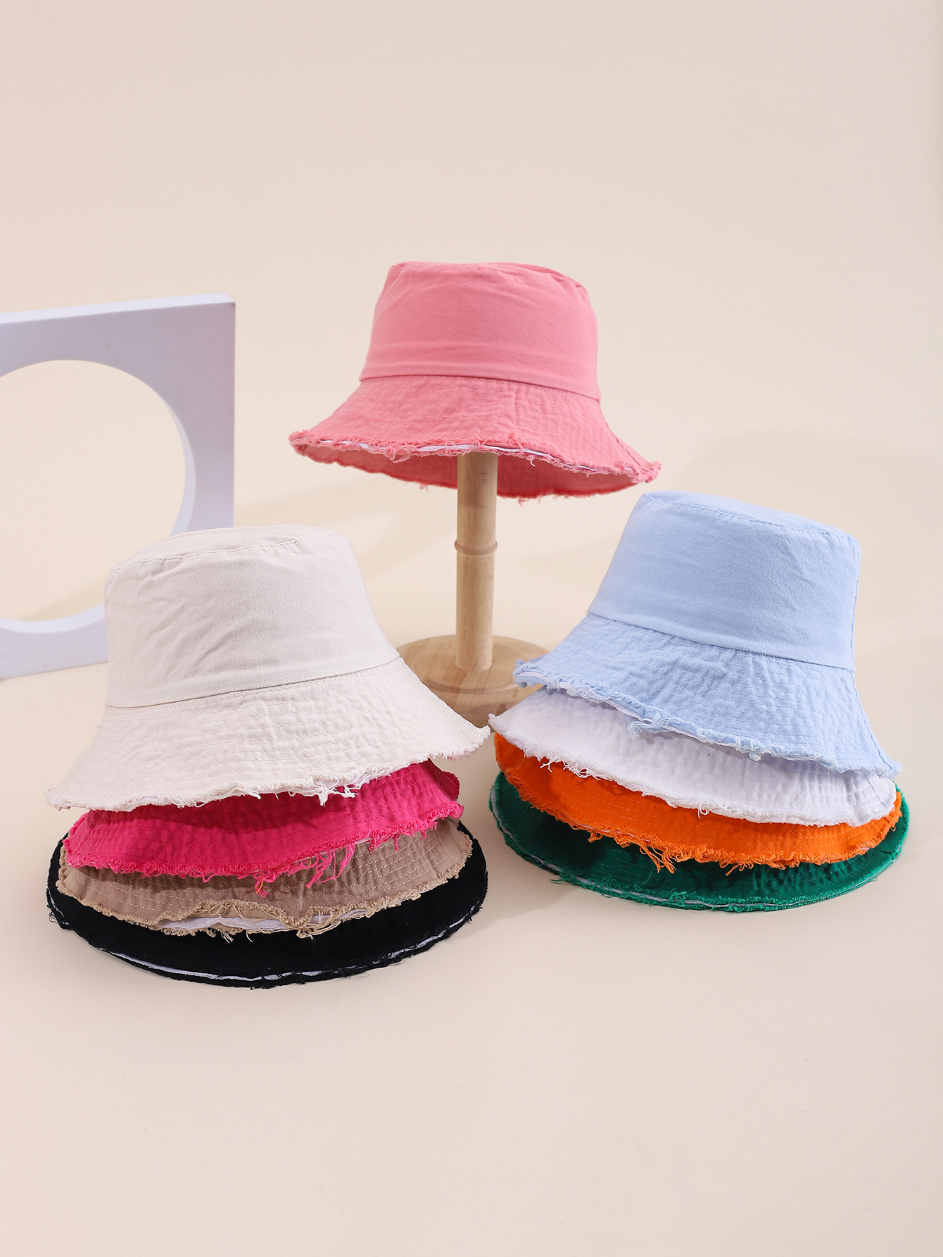Spring and summer Korean-style simple dopamine solid color denim fisherman hat, fashionable and versatile, travel sun protection, foldable basin hat, export adult hat, all size 58cm, 9 colors, suitable for spring and summer travel full figure