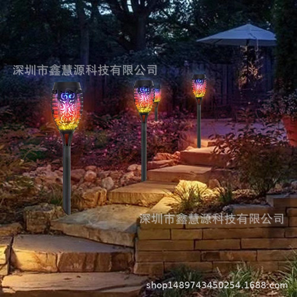 Cross-border solar lamps, mini flame lamps, outdoor sensor garden and courtyard ground insert decorative seven-color landscape lamps Specification drawing