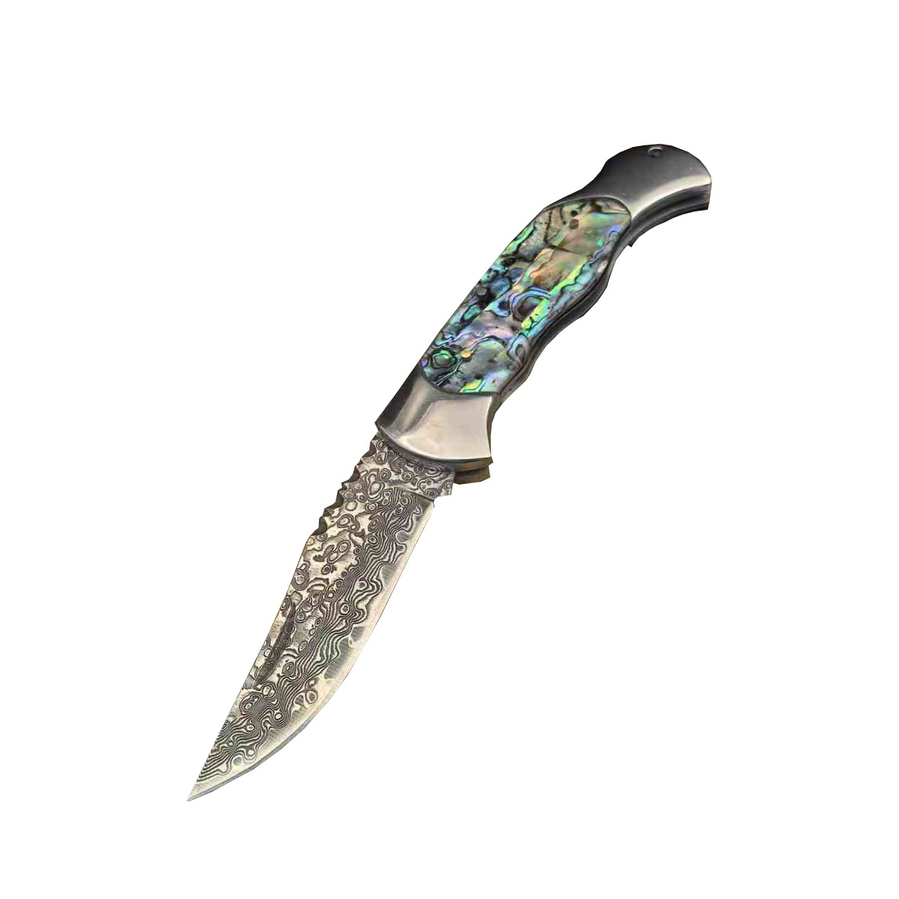 VG10 Damascus steel Bao Bei handle outdoor forged folding knife, high-hardness survival portable and collectible fruit knife Item Picture