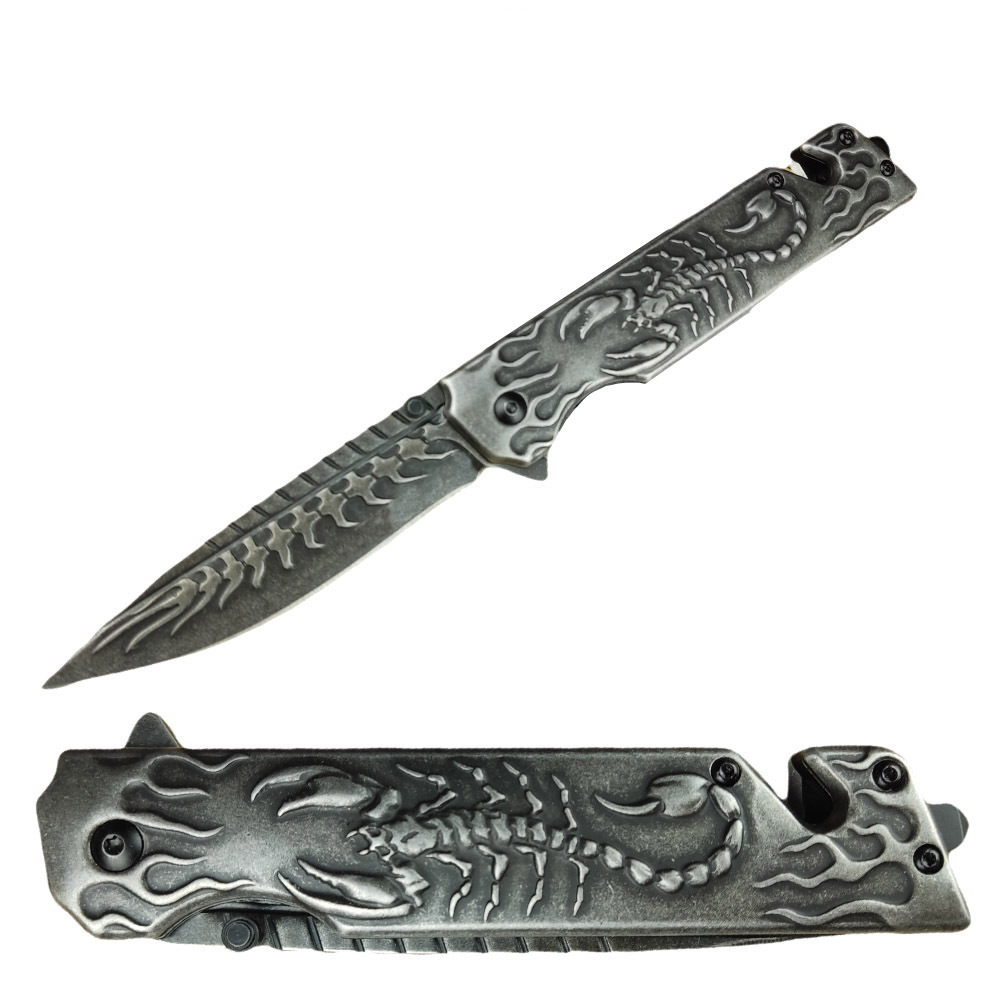 Creative Fire Scorpion Folding knife, all-steel embossed knife, multi-functional portable and exquisite folding knife, factory direct sales and wholesale details Picture