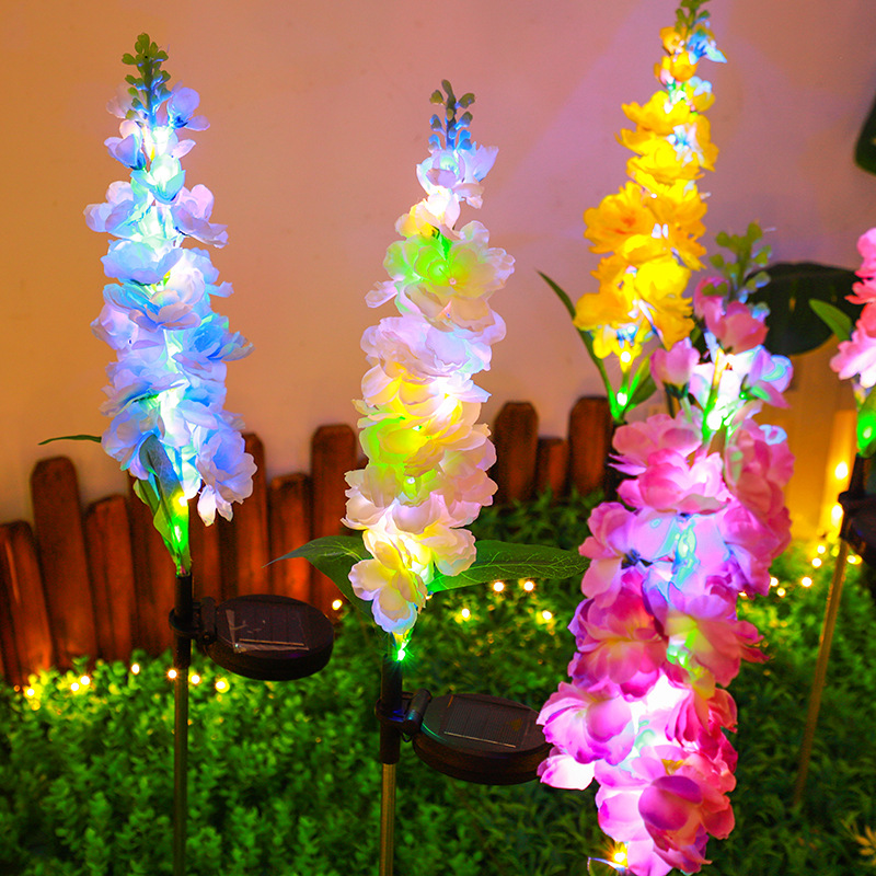 Solar hyacinth flower lamp, outdoor waterproof violet ground insert lamp, courtyard decorative light string, artificial flower lawn lamp Specification drawing