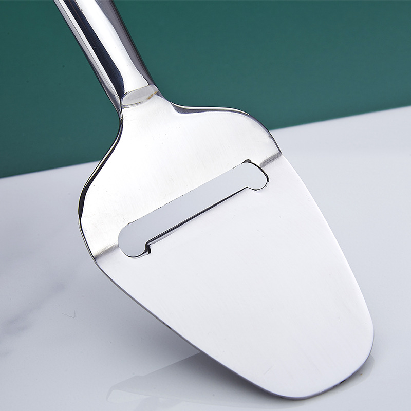 Stainless steel cheese slicer, cheese knife, butter cheese scraper, spatula, pointed double-fork narrow-edge knife, baking tool Specification drawing