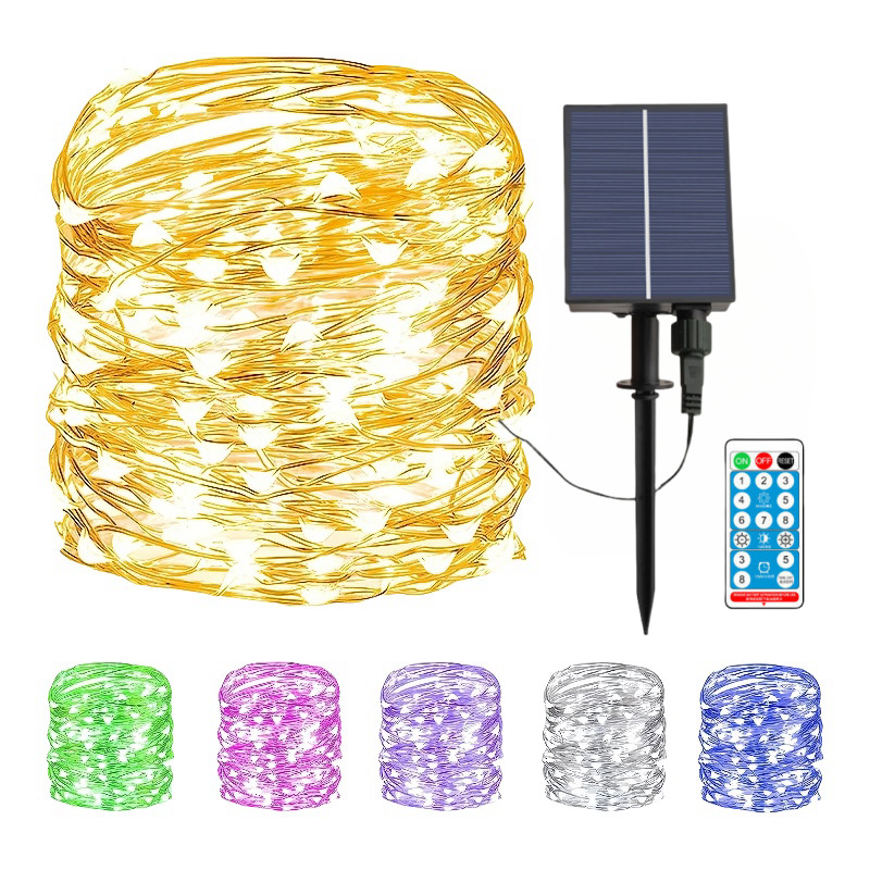 Solar lamps, outdoor garden lamps, copper wire lamps, string lamps, party solar mini copper wire string lamps, solar lighting lamps full figure