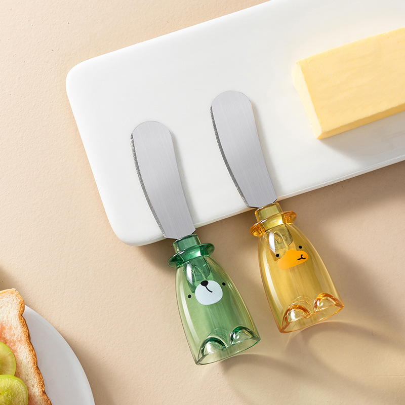Cute stainless steel butter knife, butter knife, cheese dessert spreading knife, jam spreading knife, mini standing spatula Application Scenario