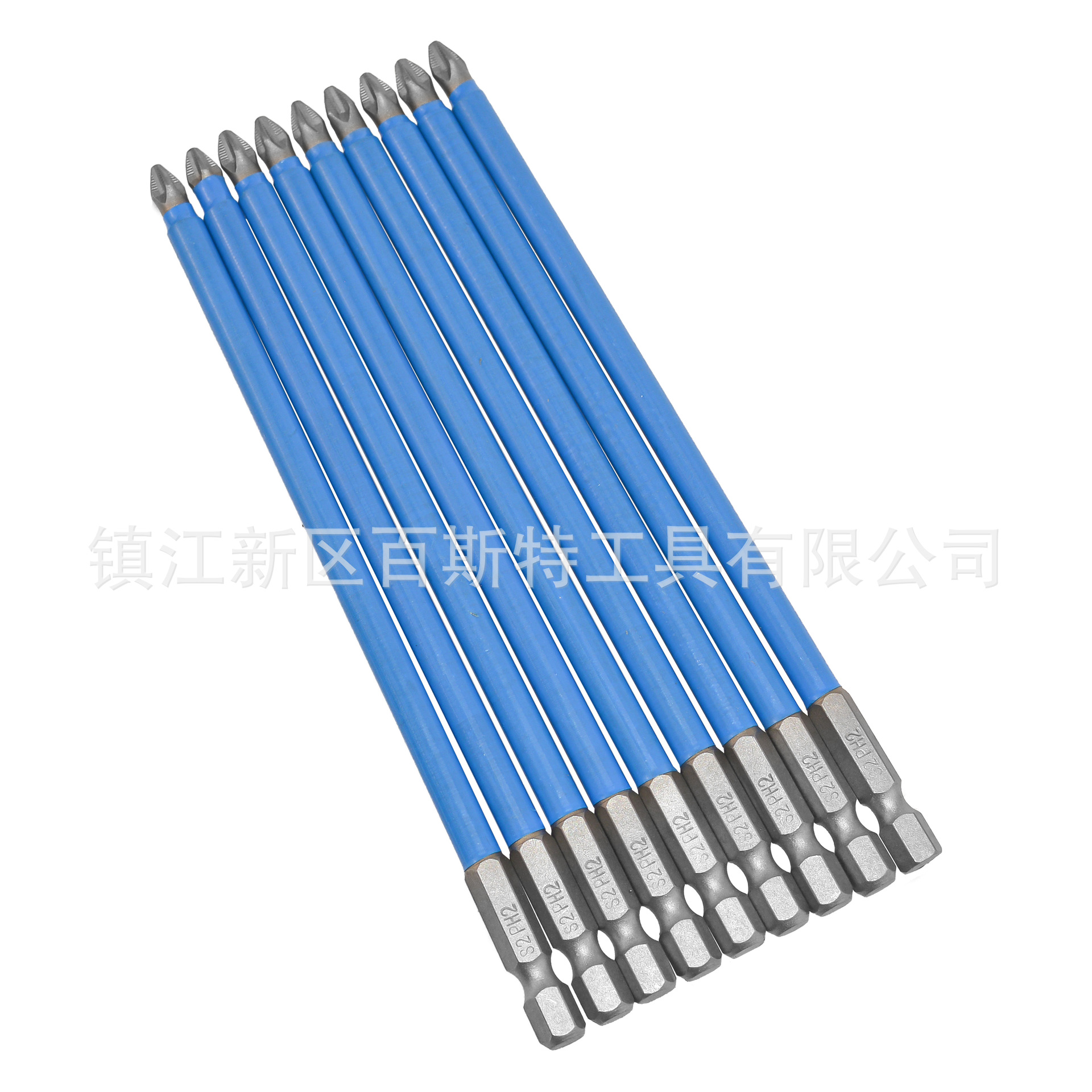 Cross anti-slip screwdriver bit PH2 with blue leather, 10 pieces set, S2 material screwdriver knife, 50mm long Specification drawing