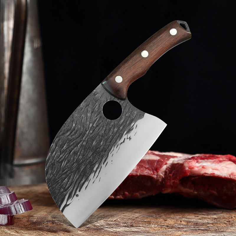 Cross-border household hand-forged ladies' small kitchen knife, meat slicing knife, traditional stainless steel chopping knife, chopping dual-purpose knife Specification drawing