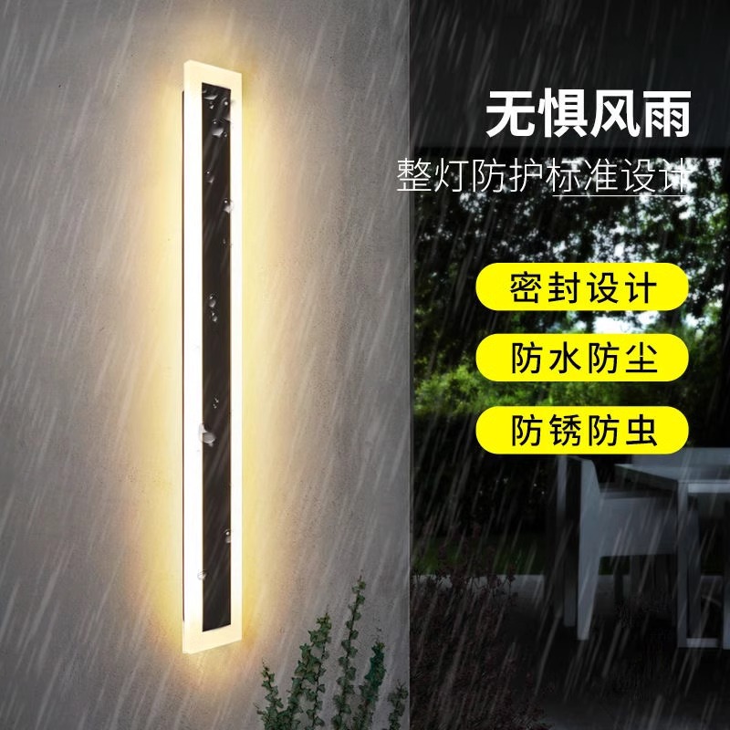 Cross-border wall lamps, minimalist outdoor and indoor long strip lamps, villa fence and gate wall lamps, courtyard column and exterior wall washing lamps details Picture