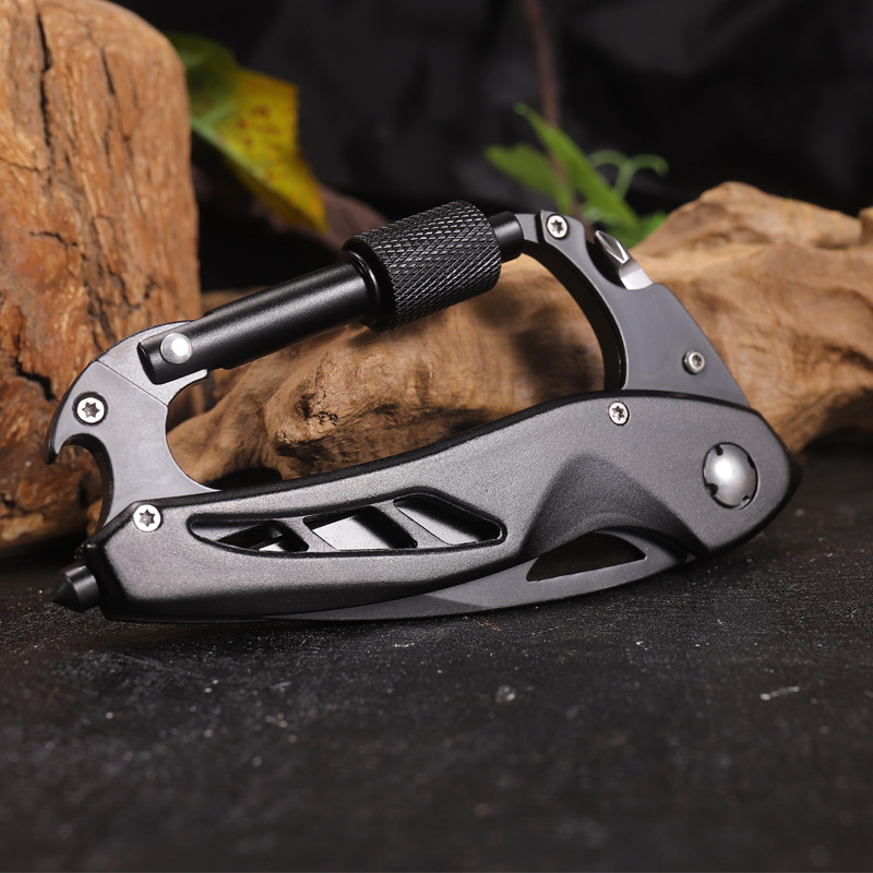 Hongfeng's new multi-functional knife, outdoor camping and mountain climbing buckle, multi-functional quick-hang safety buckle, folding knife Specification drawing