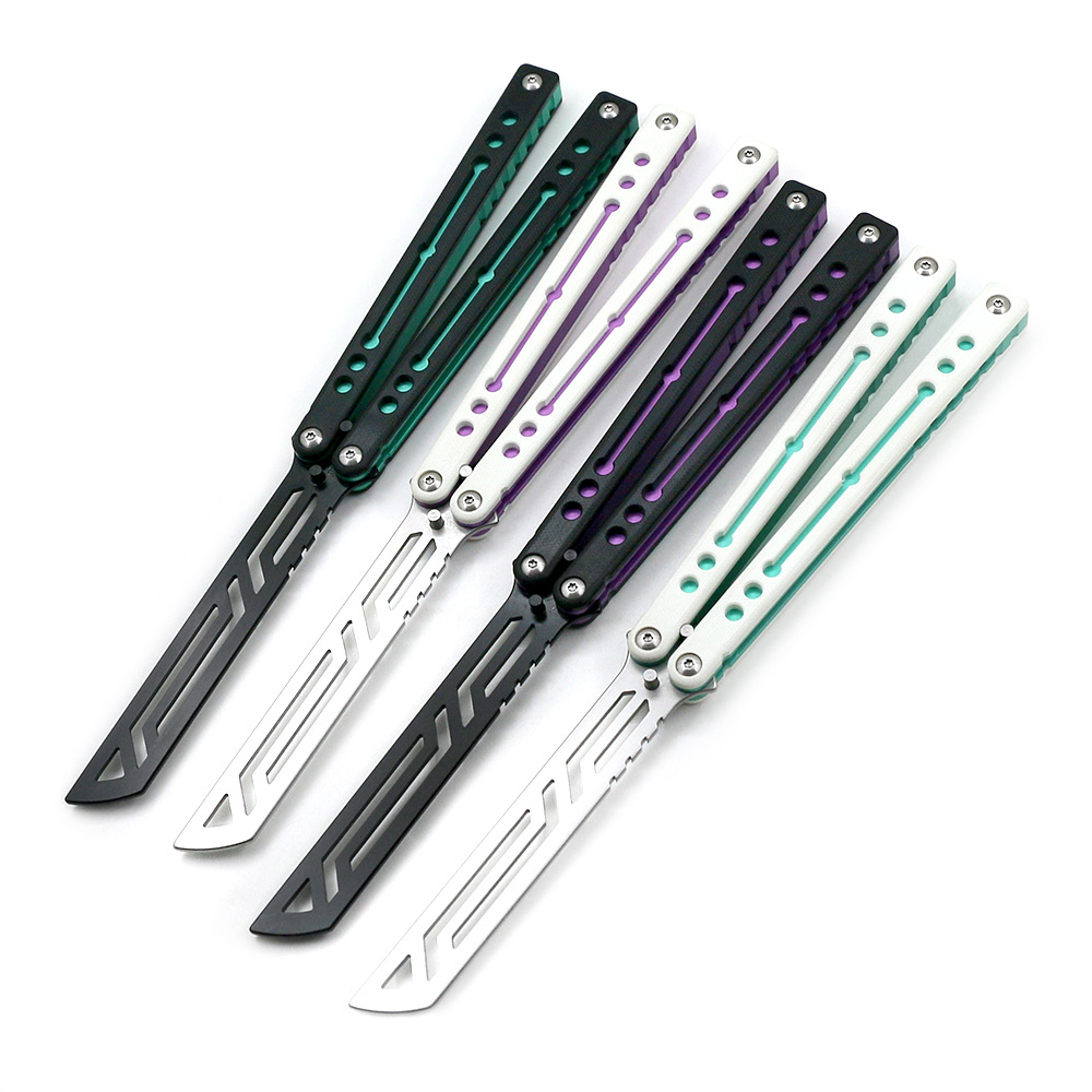 The Nautilus V2 Nautilus Butterfly knife, unedged G10, is a practice and training knife for swinging details Picture
