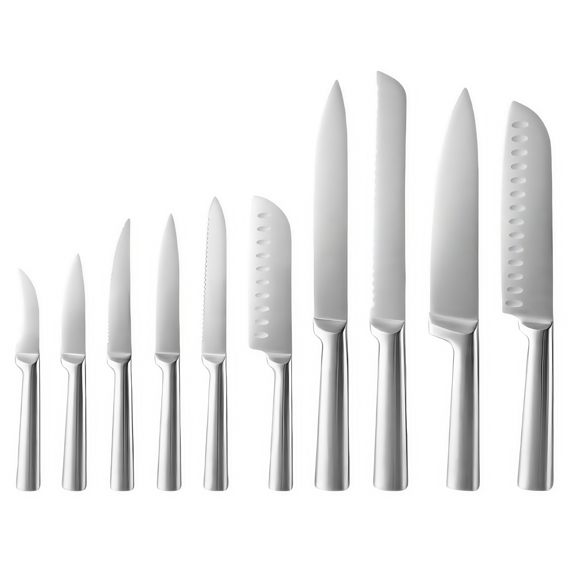 Cross-border foreign trade export hollow-handled all-steel kitchen knife sets, chef knives, Santak knives, bread knives, and boning knives details Picture