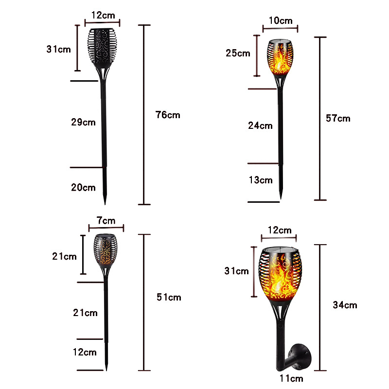 Solar outdoor wall lamps, lawn lamps, solar lamps, waterproof garden lamps, flame lamps, street lamps, landscape ground insert lamps details Picture